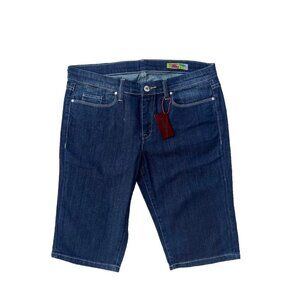 Blank NYC Women’s Blue Denim Bermuda Shorts Size 31 Cropped Mid Rise Stretch NWT